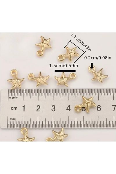 yiğit aksesuar 50Pcs Starfish Charm Bead Pendant End Bracelet End