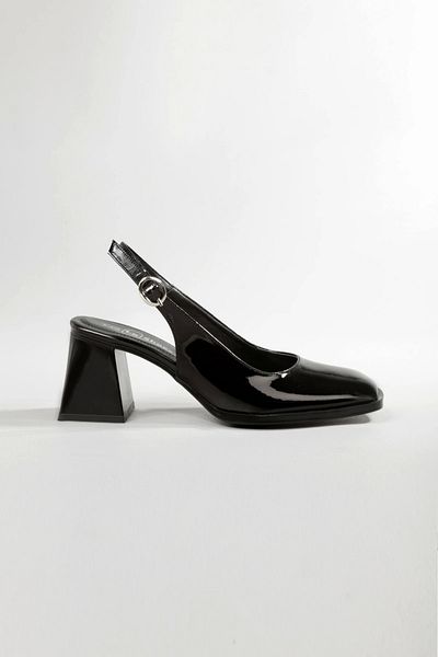 Lio Shoes Pantofi cu toc din piele neagră pentru femei, cu vârf pătrat, talpă TPU KSYHR101