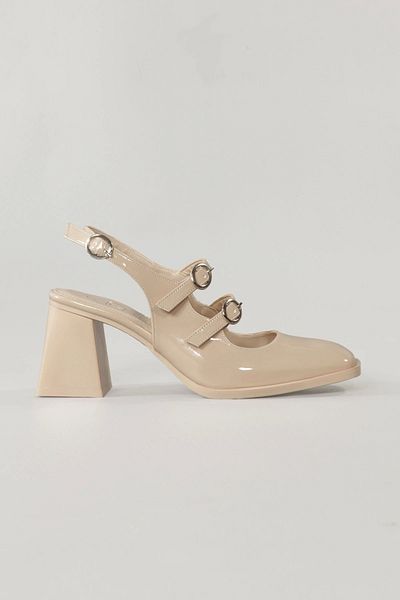 Lio Shoes Pantofi de damă cu toc din piele lacuită bej KBEJR103