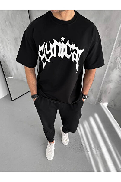 FREEDOM STOREE Velmora guler rotund cu imprimeu supradimensionat tricou - Neg...