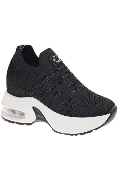 Voyager V25YA-278 Чорні трикотажні жіночі спортивні кросівки з камінцями