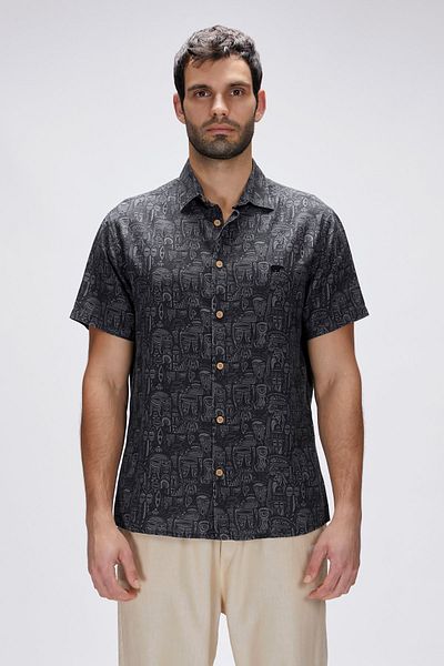 Bad Bear Merle black short sleeve Printed men's shirt