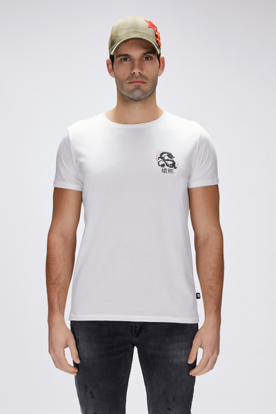 Bad Bear تيشيرت Draco White للرجال مطبوع