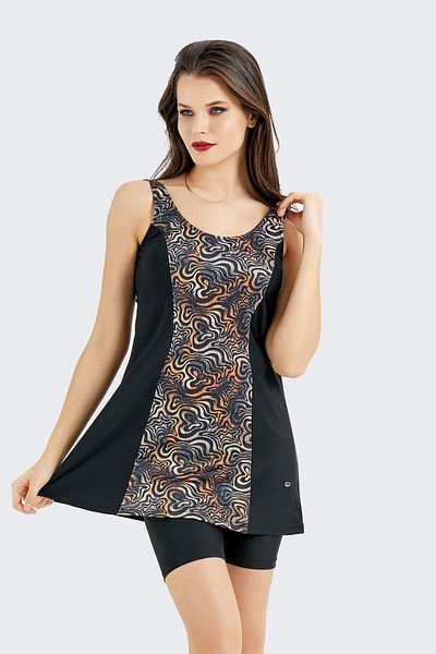 C&City Rochie dresuri Costum de baie C14384 Negru/Maro