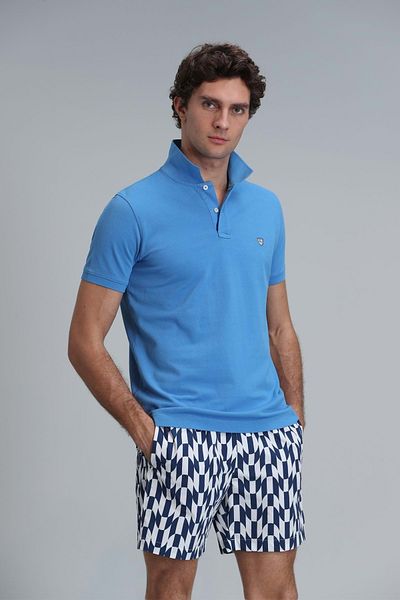Lufian 111040206 Laon Smart Polo Neck T-shirt Ανδρικό μπλουζάκι μπλε