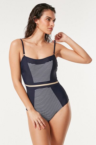 C&City Trägerloser Badeanzug 7515 Marineblau/Weiß