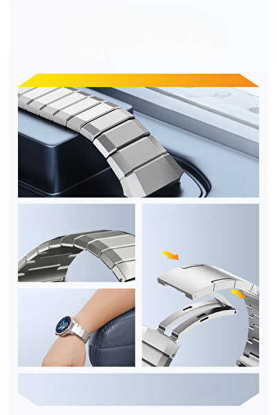 Nextron Huawei Watch GT 5 Pro 46mm İle Uyumlu Kordon Paslanmaz Çelik Yüksek Kaliteli Premium Metal Kordon