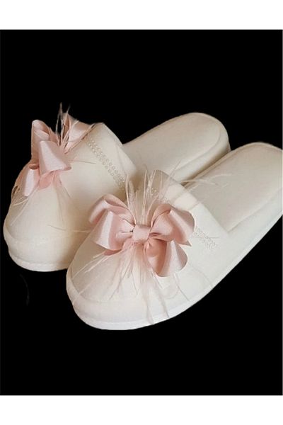 SavBrand Powder Feather Bow Mother Maternity Slippers