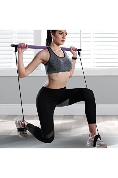 1 adet Renkli Direnç Bantları ile Lingpeng Pilates Bar Kiti /Paslanmaz Çelik Fitness Ekipmanı