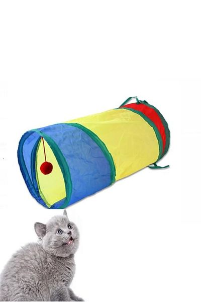 TİNEKE 50cm Flat Cat Tunnel Folding Rainbow Long Straight Cat Dog Play Tunnel