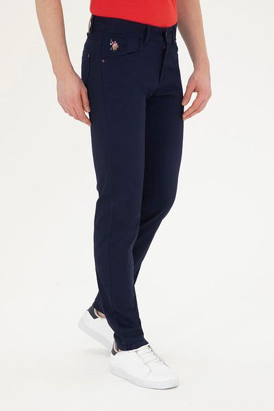 U.S. Polo Assn. U.S. Polo Assn. Men's Woven Fabric Self-Pattern Slim Fit Navy Blue Linen Pants