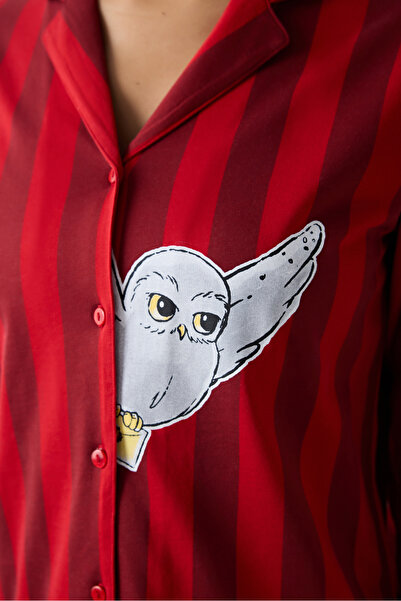 Penti Harry Potter Hedwig Kırmızı Gömlek Pantolon Pijama Takımı