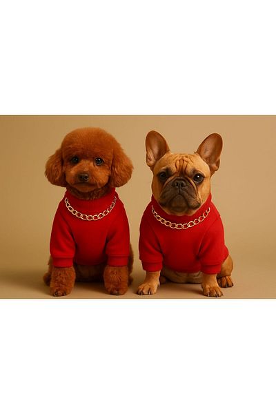 Barneystore Cat Dog Combed Cotton Red Pendant Sweat
