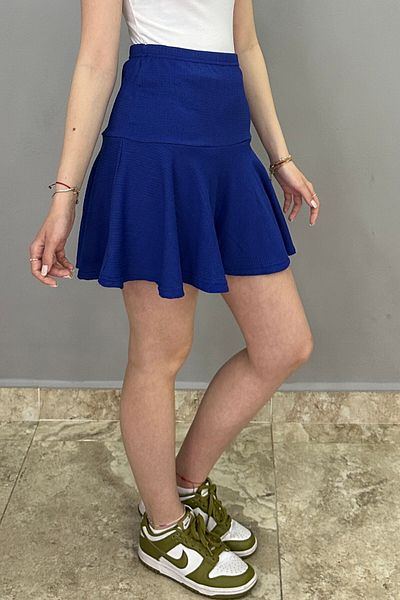 Tam Moda Fusta Saks Blue Volant pentru damă, cu pantaloni scurți