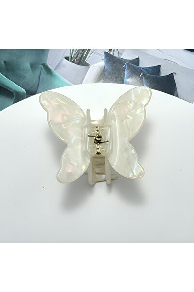 Nolana Minimal Butterfly Design Bone Acetate High Quality Buckle - White