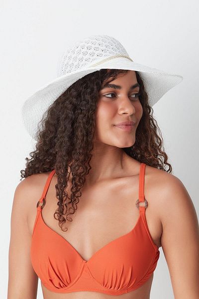 C&City Mercerisierter weißer Strandhut - T24740-03