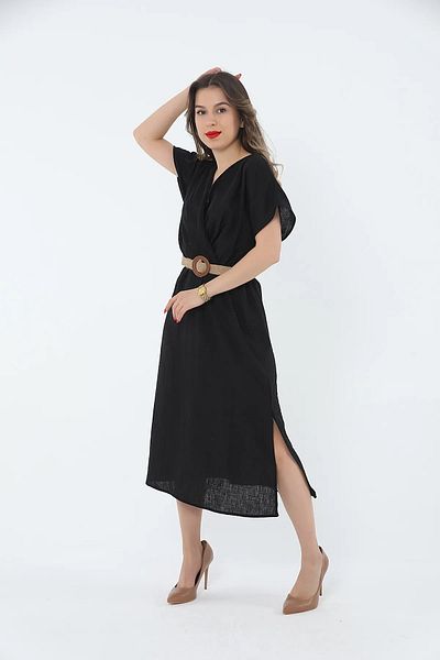 Nazline Rochie de damă cu decolteu în V cu curea