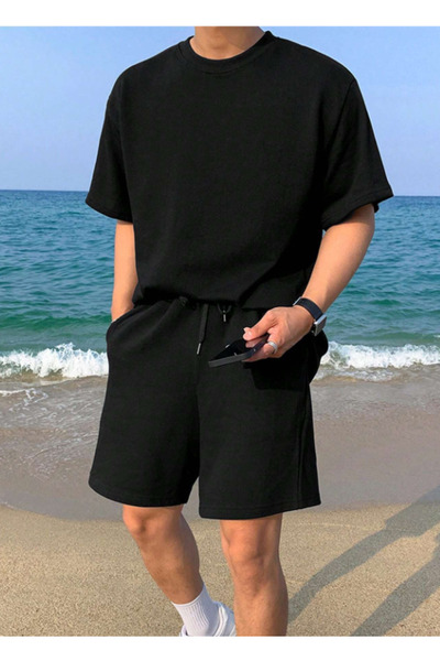 yx yustex sport Pantaloni scurți de sezon pentru bărbați, din Lycra neagră, e...