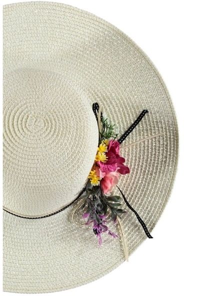 bipamuk Summer Women's Straw Fedora Beach Hat Floral Colorful Special Design Hat