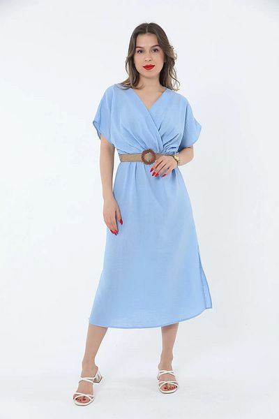 Nazline Rochie de damă cu decolteu în V cu curea
