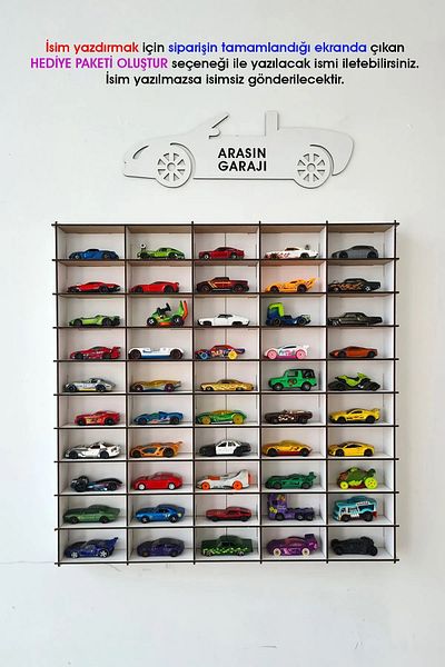 exalted hawk Toy Car Rack 50 Pcs White (Suitable for 1/64 Cars)