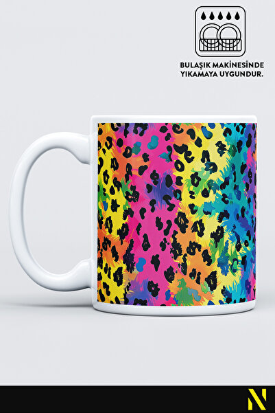nilizma Leopard Patterned Colorful Mug – 330 ml Mug |   Stylish and Durable Design
