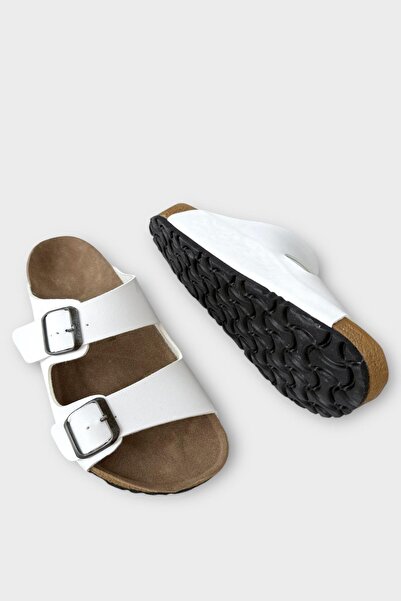 Liger Unisex Double Buckle Orthopedic Slippers White