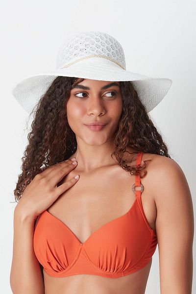 C&City Mercerisierter weißer Strandhut - T24740-03