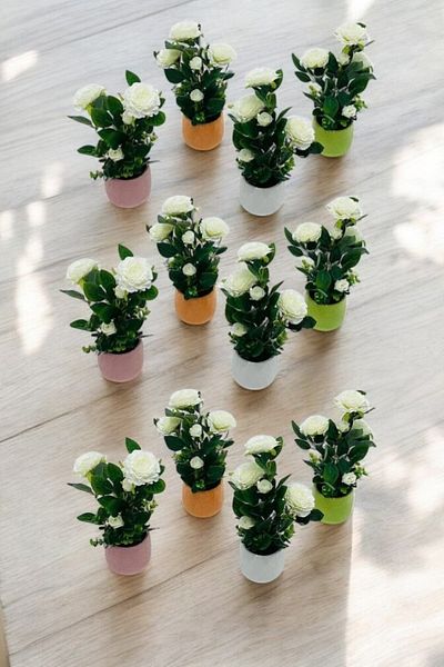 TrentonGCC Artificial White Rose Flower Arrangement – Set of 12