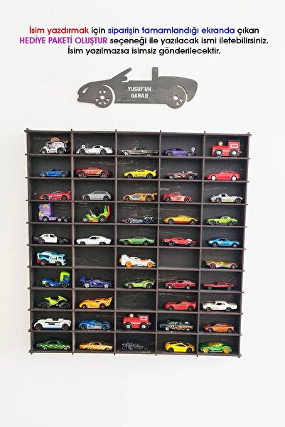 exalted hawk Oyuncak Araba Rafı 50'li Beyaz (hotwheels Arabaları Için Uygundur)