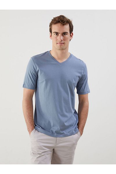 LC Waikiki Tricou pentru bărbați, cu decolteu în V, din țesătură pieptănată, 100% bumbac