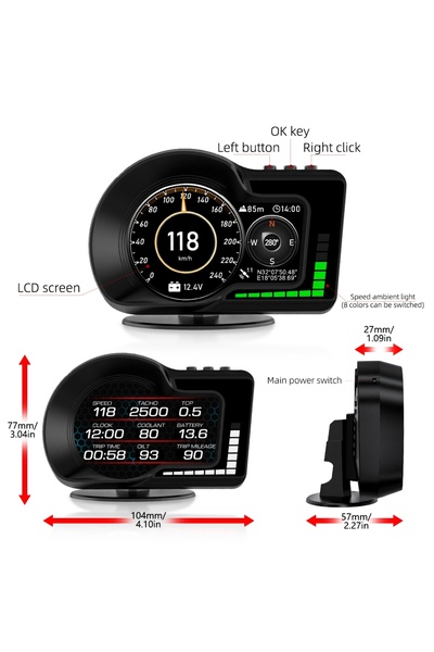 Genel Markalar F15 HUD OBD Gelişmiş Fonksiyonlu Araç Veri Ekranı Head Up Display