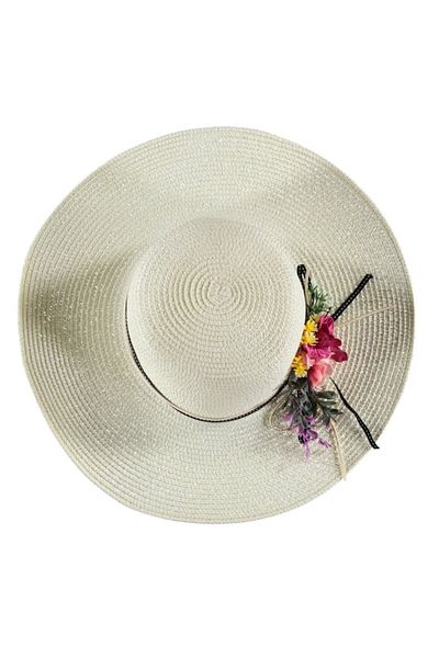 bipamuk Summer Women's Straw Fedora Beach Hat Floral Colorful Special Design Hat