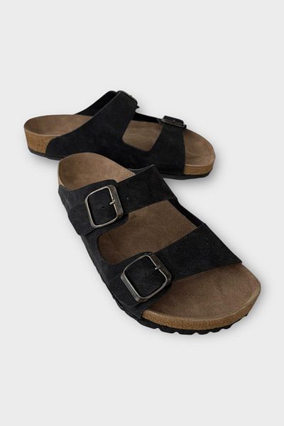 Liger Unisex Ορθοπεδικές Παντόφλες Διπλής Πόρπης ΜΑΥΡΟ