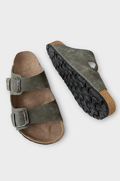 Liger Unisex Orthopedic Slippers Khaki Double Buckle