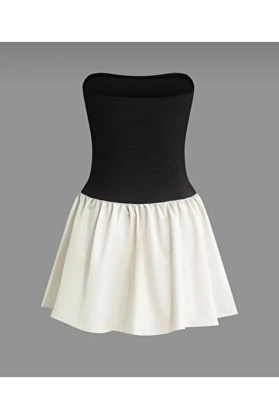 Serenay Atelier Двоколірне міні-плаття без бретелей для жінок