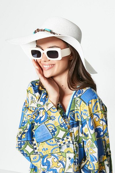 C&City Straw Beach Hat Y87300-04 White