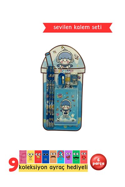 Pembe Pasaj Blue Pen Set - Cute Stationery Set