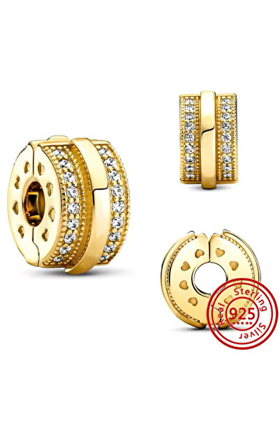 Hector&Co. Jewellery Gold Renk Sparkling Pave Lines Logo Klip Charm