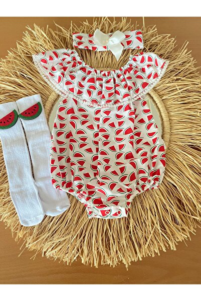 EBRU ÖZÖRGÜCÜ Girl's Fruity Jumpsuit Bandana and Socks Set