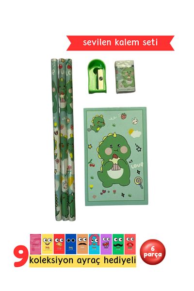Pembe Pasaj Green Pen Set - Cute Stationery Set