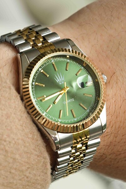 WATCHOFROYAL Grand Silver Gold Yeşil Kol Saati