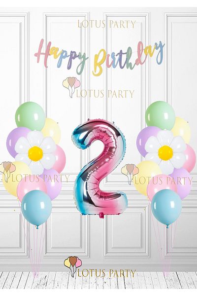 LOTUS PARTY Daisy Macaron Set: Macaron Balloons and Face to Face Games