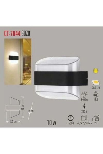 Cata Ct-7044 10W Black Gozo Garden Sconce 3200K Daylight