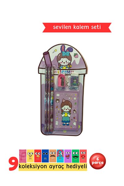 Pembe Pasaj Purple Pen Set - Cute Stationery Set