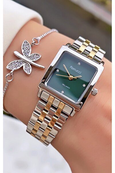 Ferrucci Marka Sarı Gümüş Renk Küçük Kasa 2 Yıl Garantili Kadın Kol Saati - B...