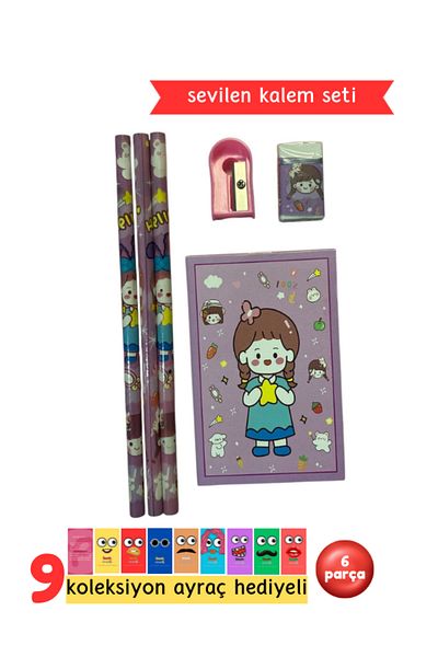 Pembe Pasaj Purple Pen Set - Cute Stationery Set
