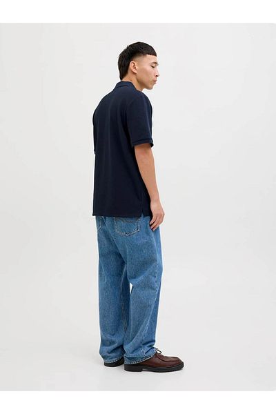 Jack & Jones Мъжка тениска Jjeaustın Zip Polo Ss Mr. Navy Blue 12279177