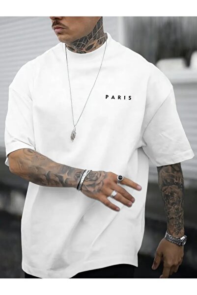 AZIZI TEKSTIL Μπλουζάκι με γραφή Paris, ανδρικά μπλουζάκια, άνετο κοντομάνικο...