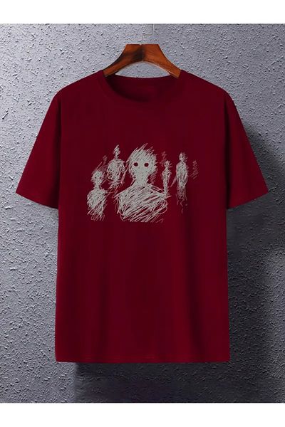 LAND MODA Street Hip-Hop Printed Mixed Crowd Pure Cotton T-Shirt, Round Neck Top for Men